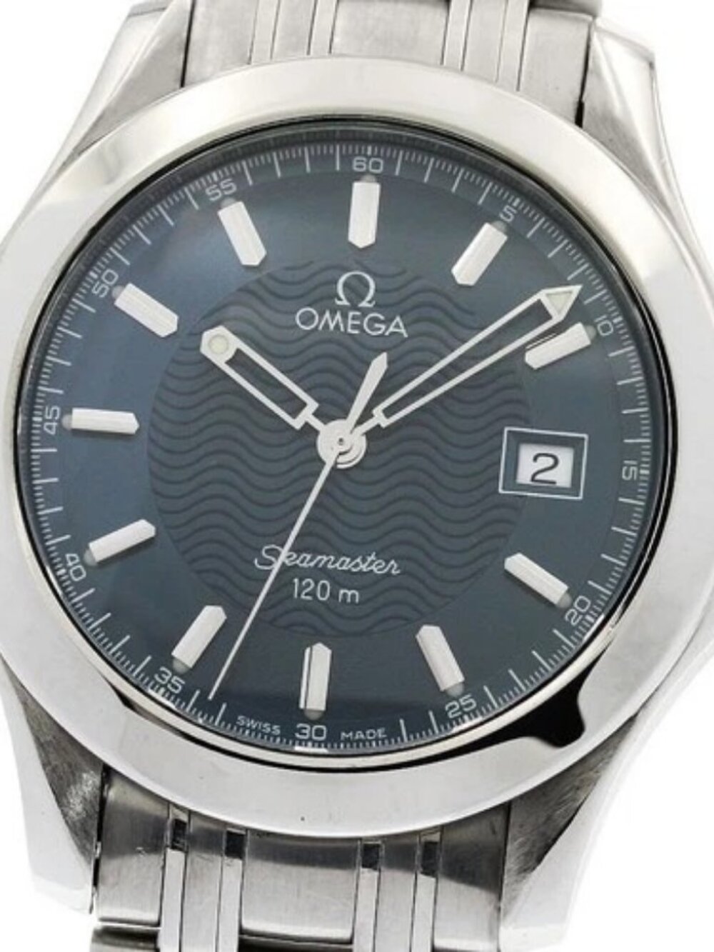 OMEGA Seamaster120 2511.81 Date Navy Dial Quartz Men's Watch_965305